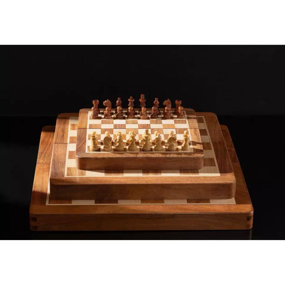 Juego de ajedrez magnético de 7" (18 cm) de madera maciza de acacia 5 - Imagen 5