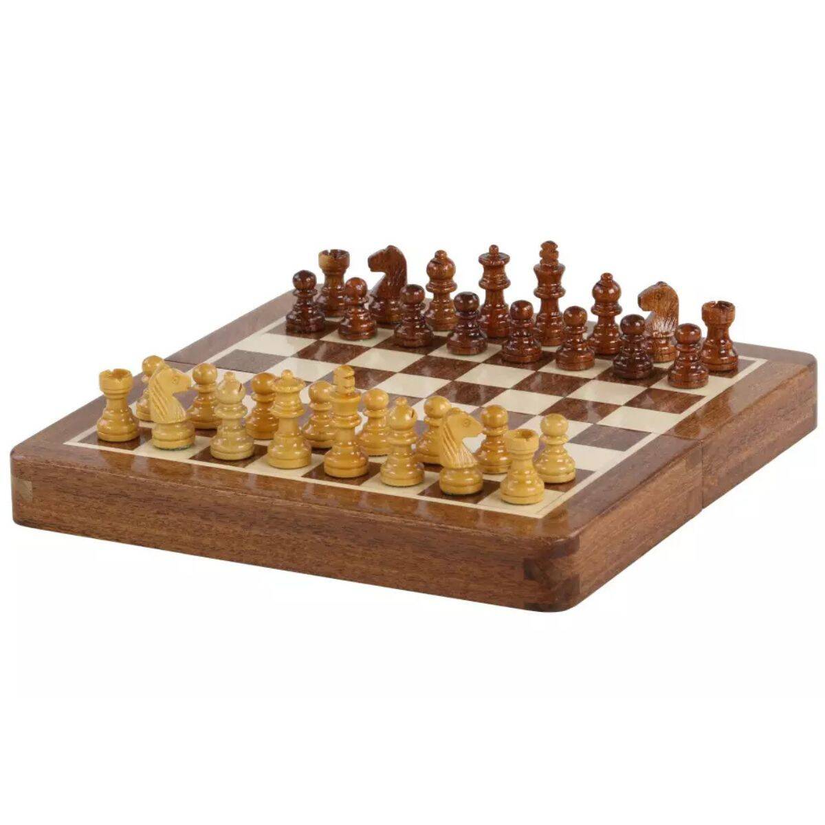 Juego de ajedrez magnético de 7" (18 cm) de madera maciza de acacia 5